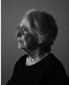 Black and white image of an elderly woman's profile