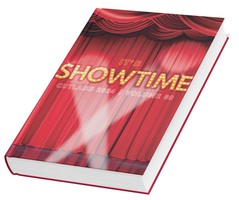 Front cover of Cutlass 2024 Yearbook "It's Showtime"